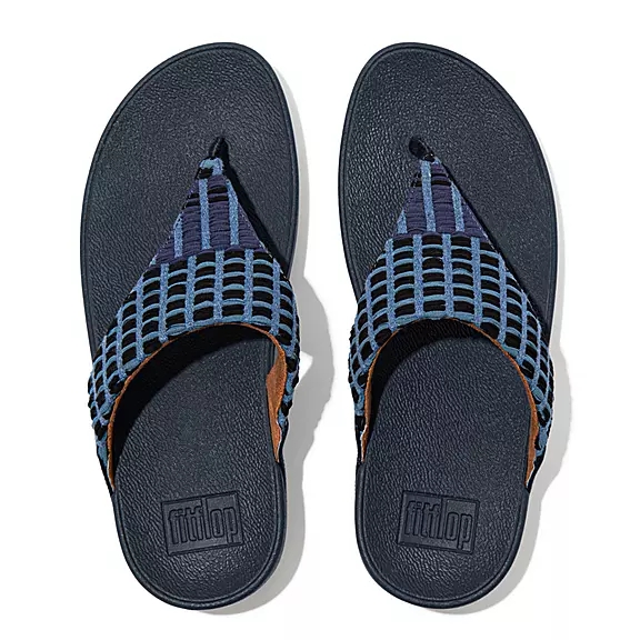 FitFlop LULU Art-Denim Sandaler Med Tåstolpe Mørkeblå | 38728494