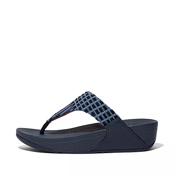 FitFlop LULU Art-Denim Sandaler Med Tåstolpe Mørkeblå | 38728494