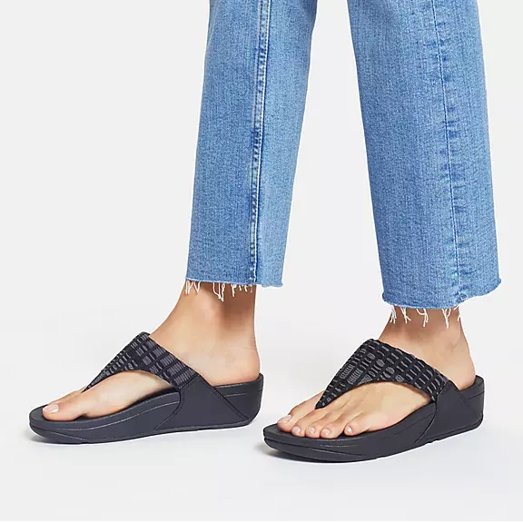 FitFlop LULU Art-Denim Sandaler Med Tåstolpe Sort | 79149678