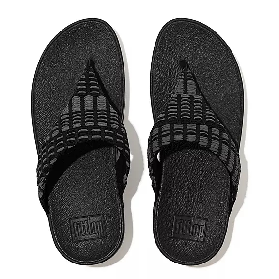 FitFlop LULU Art-Denim Sandaler Med Tåstolpe Sort | 79149678