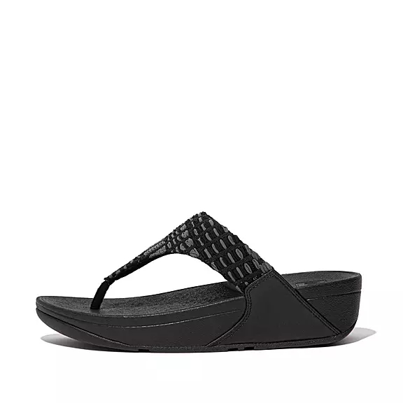 FitFlop LULU Art-Denim Sandaler Med Tåstolpe Sort | 79149678