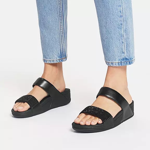 FitFlop LULU Crystal Badesandaler Sort | 18920368