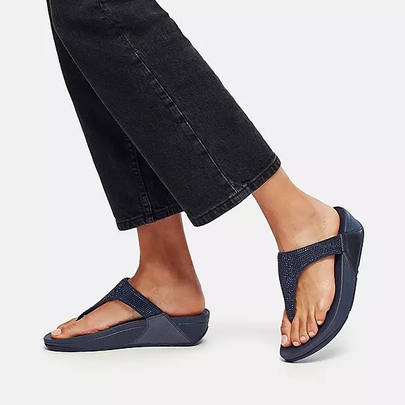 FitFlop LULU Crystal Sandaler Med Tåstolpe Mørkeblå | 21388860