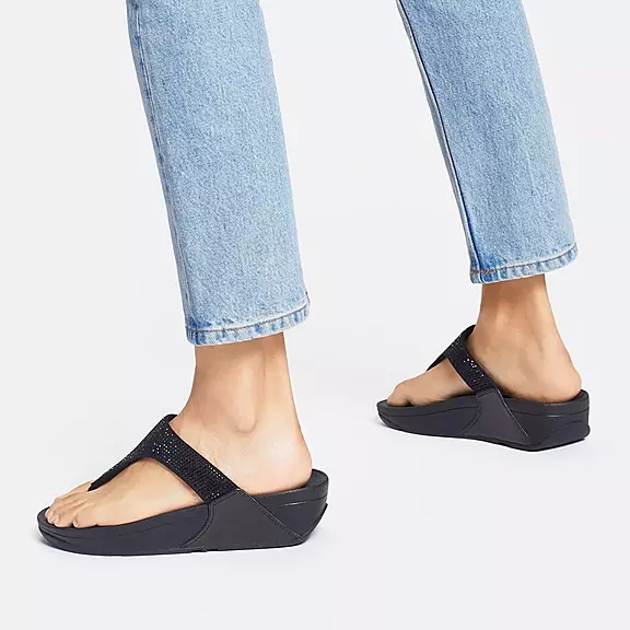FitFlop LULU Crystal Sandaler Med Tåstolpe Sort | 34178621