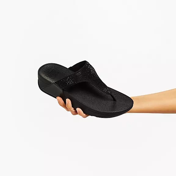FitFlop LULU Crystal Sandaler Med Tåstolpe Sort | 34178621
