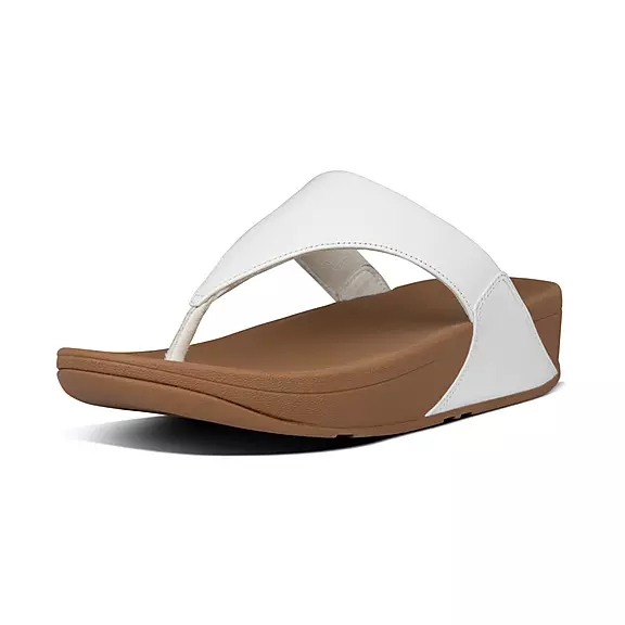 FitFlop LULU Læder Sandaler Med Tåstolpe Hvide | 36321146