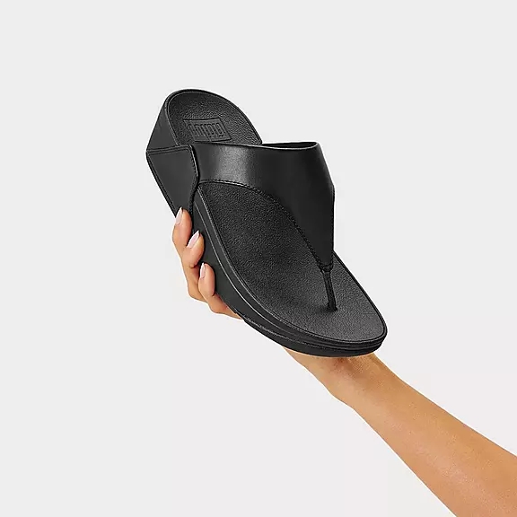 FitFlop LULU Læder Sandaler Med Tåstolpe Sort | 96483281