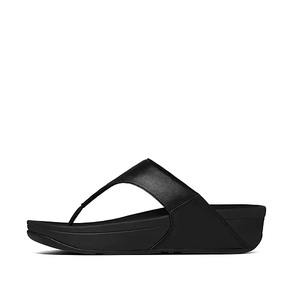 FitFlop LULU Læder Sandaler Med Tåstolpe Sort | 96483281