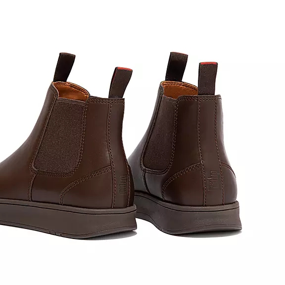 FitFlop MARGAN Vandtætte Læder Chelsea Støvler Chokolade | 81118038