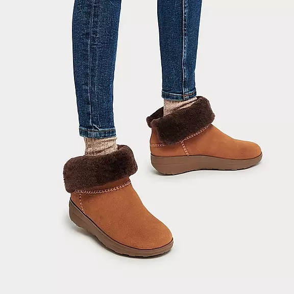 FitFlop MUKLUK SHORTY Shearling-Forede Ruskind Ankelstøvler Brune | 24314792