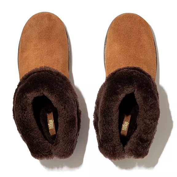 FitFlop MUKLUK SHORTY Shearling-Forede Ruskind Ankelstøvler Brune | 24314792
