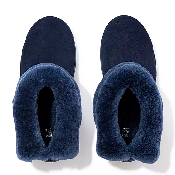FitFlop MUKLUK SHORTY Shearling-Forede Ruskind Ankelstøvler Mørkeblå | 56294898