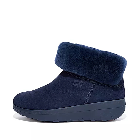 FitFlop MUKLUK SHORTY Shearling-Forede Ruskind Ankelstøvler Mørkeblå | 56294898