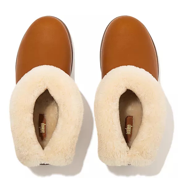 FitFlop MUKLUK SHORTY Vandtætte Shearling-Forede Ankelstøvler LyseBrune | 65339986