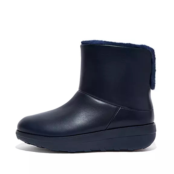 FitFlop MUKLUK SHORTY Vandtætte Shearling-Forede Ankelstøvler Mørkeblå | 89544459