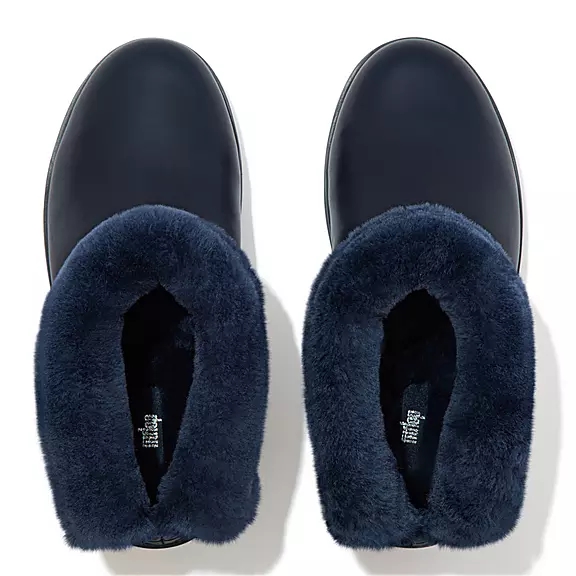 FitFlop MUKLUK SHORTY Vandtætte Shearling-Forede Ankelstøvler Mørkeblå | 89544459
