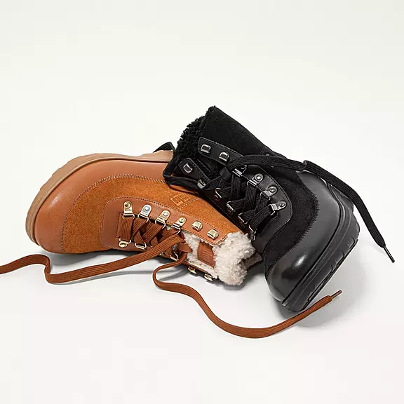 FitFlop MUKLUK Shearling-Forede Laced Ankelstøvler Sort | 42874462