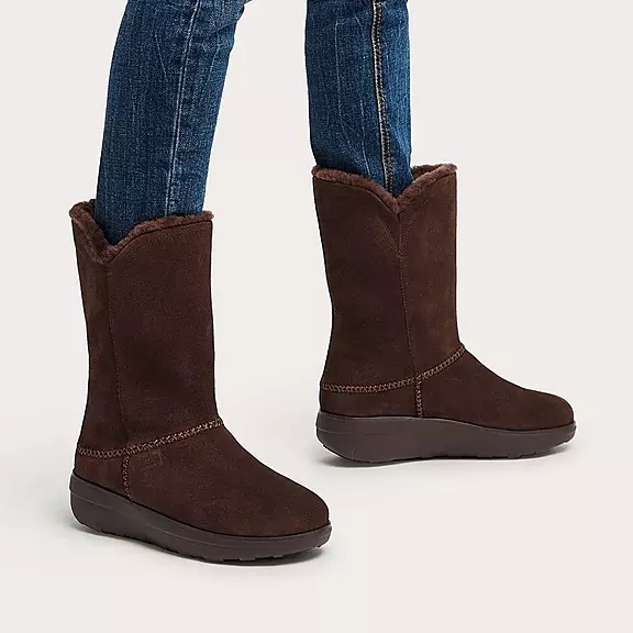 FitFlop MUKLUK Shearling-Forede Ruskind Calf Støvler Brune | 95647088
