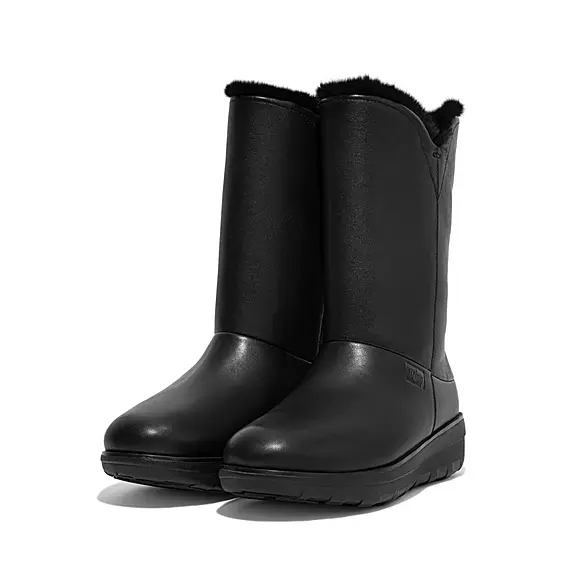 FitFlop MUKLUK Vandtætte Shearling Calf Støvler Sort | 48469059