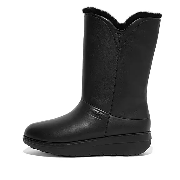 FitFlop MUKLUK Vandtætte Shearling Calf Støvler Sort | 48469059