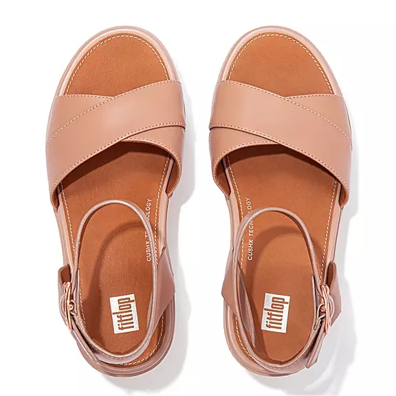 FitFlop PILAR Læder Kilehæl Sandaler Beige | 67970319