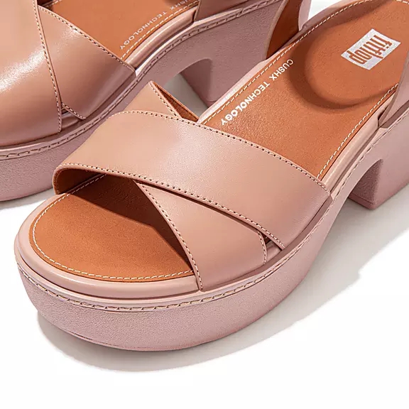FitFlop PILAR Læder Kilehæl Sandaler Beige | 67970319