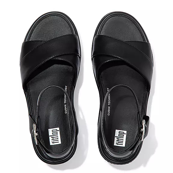 FitFlop PILAR Læder Kilehæl Sandaler Sort | 90828276