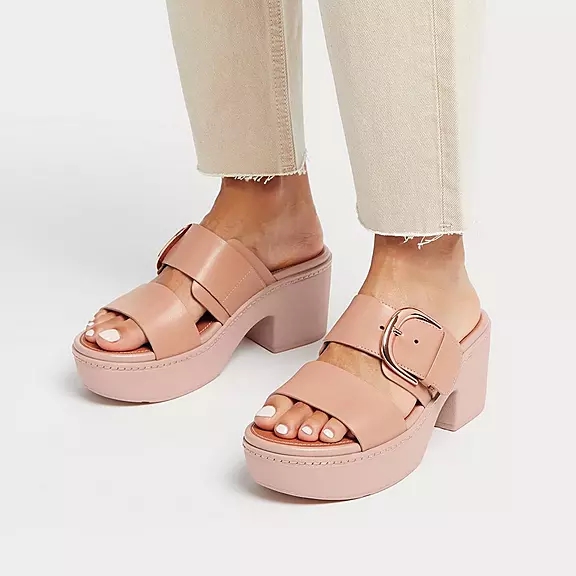 FitFlop PILAR Læder Plateau Sandaler Beige | 81539971