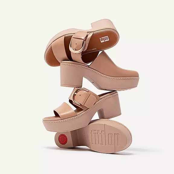 FitFlop PILAR Læder Plateau Sandaler Beige | 81539971