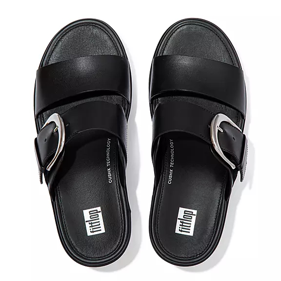 FitFlop PILAR Læder Plateau Sandaler Sort | 93967972