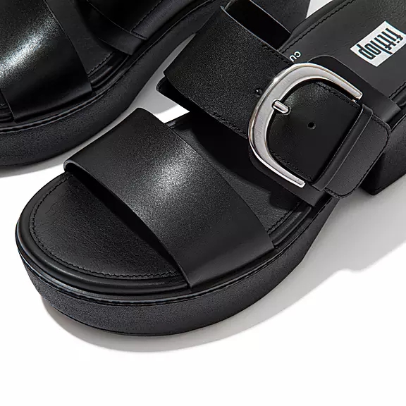 FitFlop PILAR Læder Plateau Sandaler Sort | 93967972