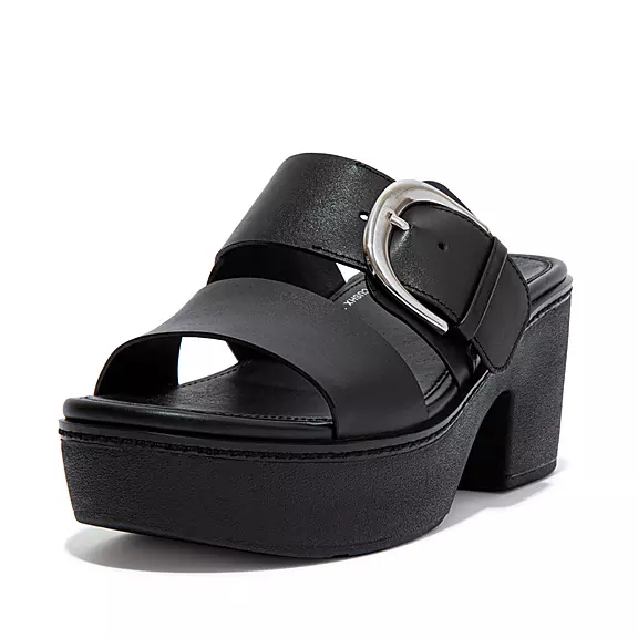 FitFlop PILAR Læder Plateau Sandaler Sort | 93967972