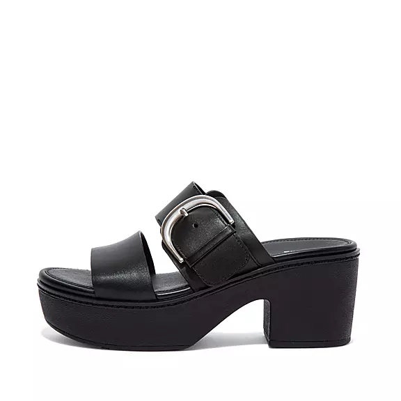 FitFlop PILAR Læder Plateau Sandaler Sort | 93967972