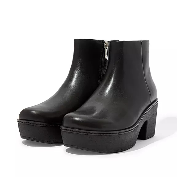 FitFlop PILAR Læder Platform Ankelstøvler Sort | 15813732