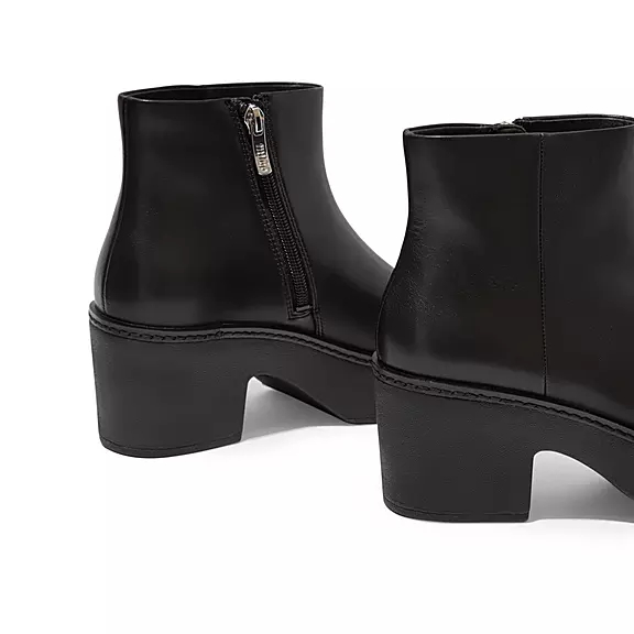FitFlop PILAR Læder Platform Ankelstøvler Sort | 15813732