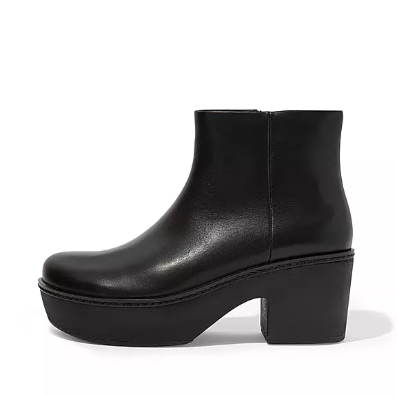 FitFlop PILAR Læder Platform Ankelstøvler Sort | 15813732