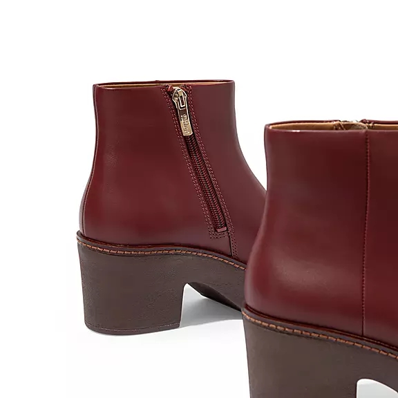 FitFlop PILAR Læder Platform Ankelstøvler Bordeaux | 54613578