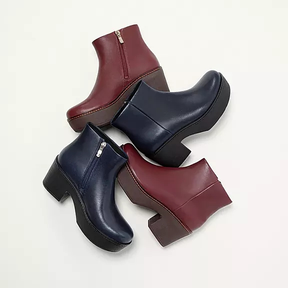 FitFlop PILAR Læder Platform Ankelstøvler Bordeaux | 54613578