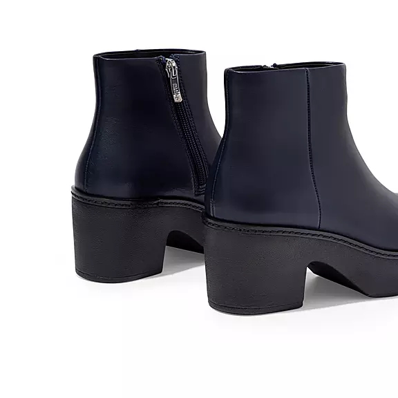 FitFlop PILAR Læder Platform Ankelstøvler Mørkeblå | 96938162