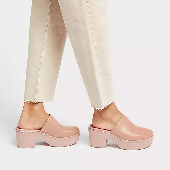 FitFlop PILAR Læder Træsko Beige | 88815996