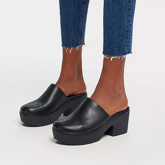 FitFlop PILAR Læder Træsko Sort | 15776325