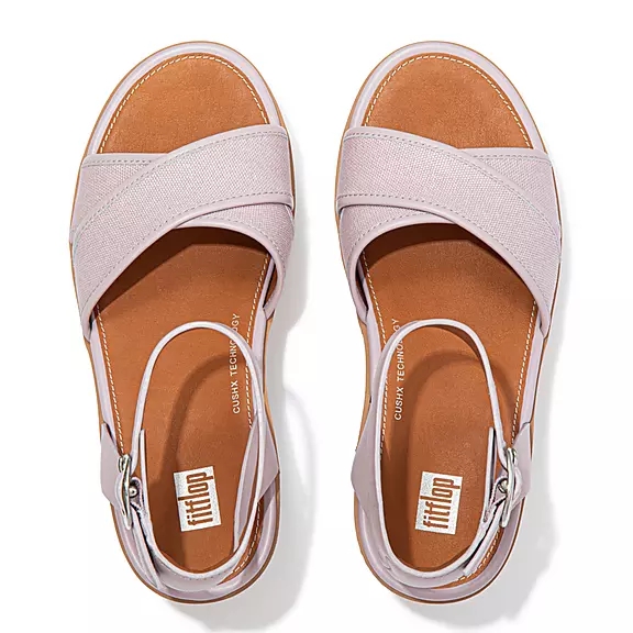 FitFlop PILAR Lærred Ankle-Páskové Kilehæl Sandaler LyseLilla | 40403887
