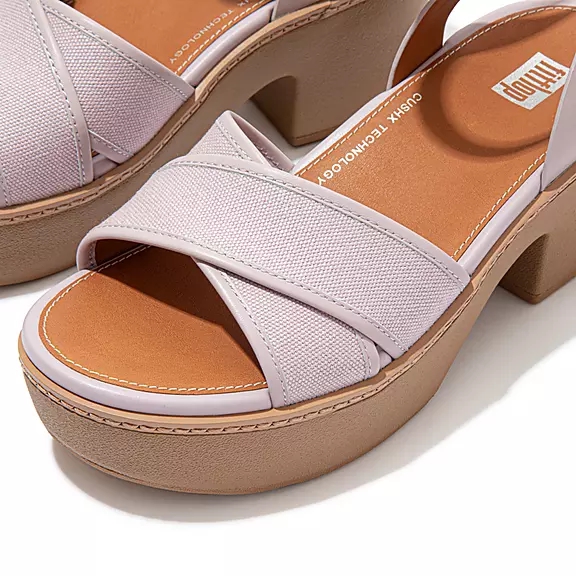 FitFlop PILAR Lærred Ankle-Páskové Kilehæl Sandaler LyseLilla | 40403887