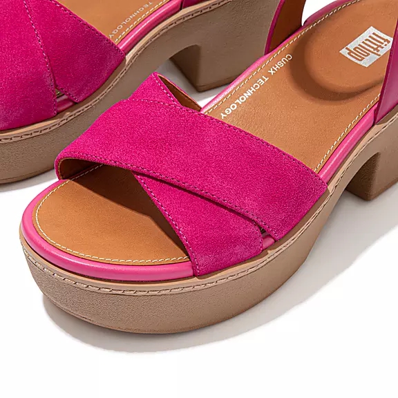 FitFlop PILAR Ruskind-Mix Kilehæl Sandaler Fuchsia | 93337759