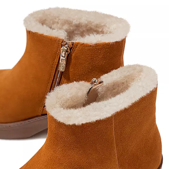 FitFlop PILAR Shearling-Forede Ruskind Platform Ankelstøvler LyseBrune | 52887907