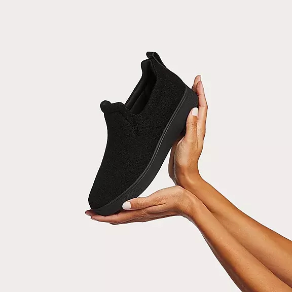 FitFlop RALLY Felt Slip-On Sneakers Sort | 33875053