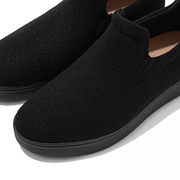 FitFlop RALLY Felt Slip-On Sneakers Sort | 33875053