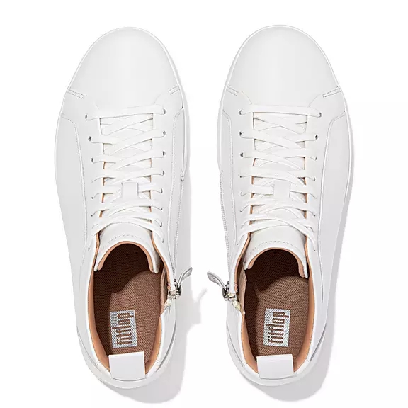 FitFlop RALLY Læder High-Top Sneakers Hvide | 86482541