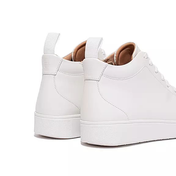 FitFlop RALLY Læder High-Top Sneakers Hvide | 86482541