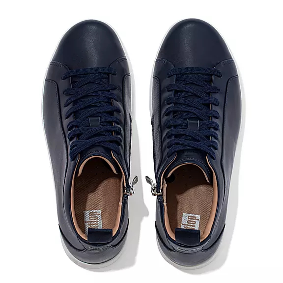 FitFlop RALLY Læder High-Top Sneakers Mørkeblå | 86853056